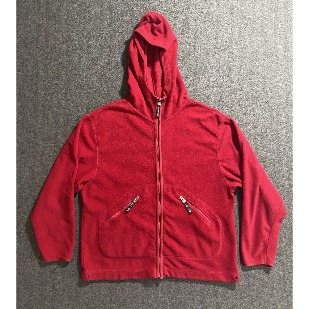 COACO New York Mens Red Full Zip Fleece Hoodie Jacket Pockets Size L